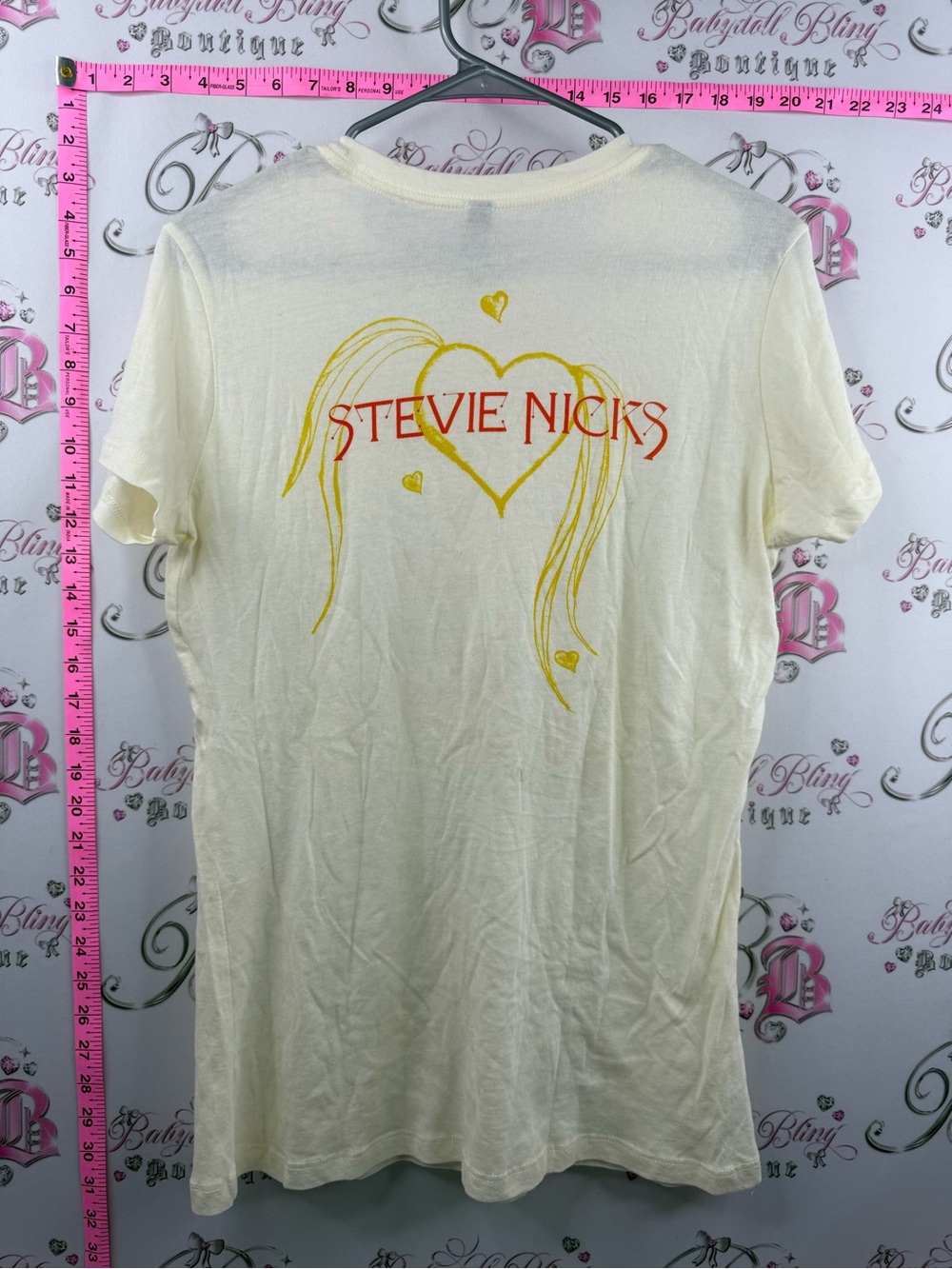 Next Level Apparel Stevie nicks Cream Short Sleeve Tee Yellow band tee concert